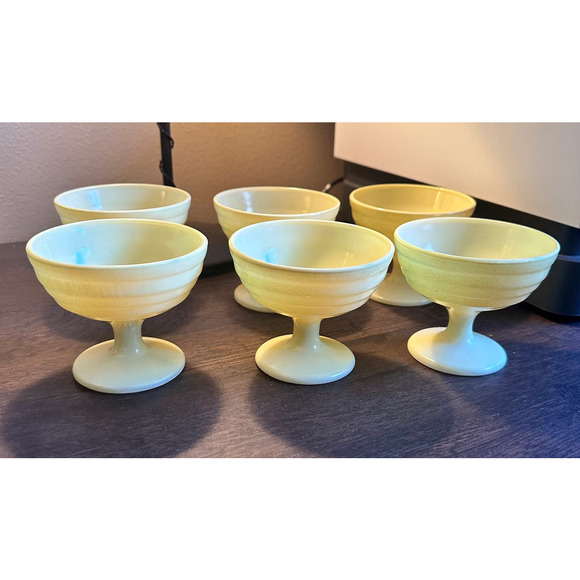 HAZEL ATLAS Other - VINTAGE MCM HAZEL ATLAS LEMON YELLOW CUSTARD CUPS; SET OF 6